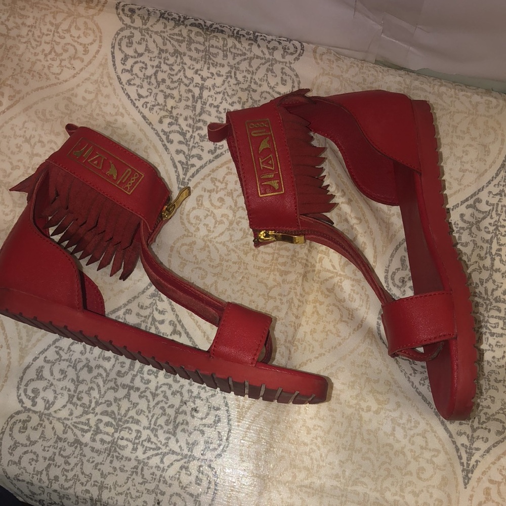Negash Designer Red Tassel Sandals